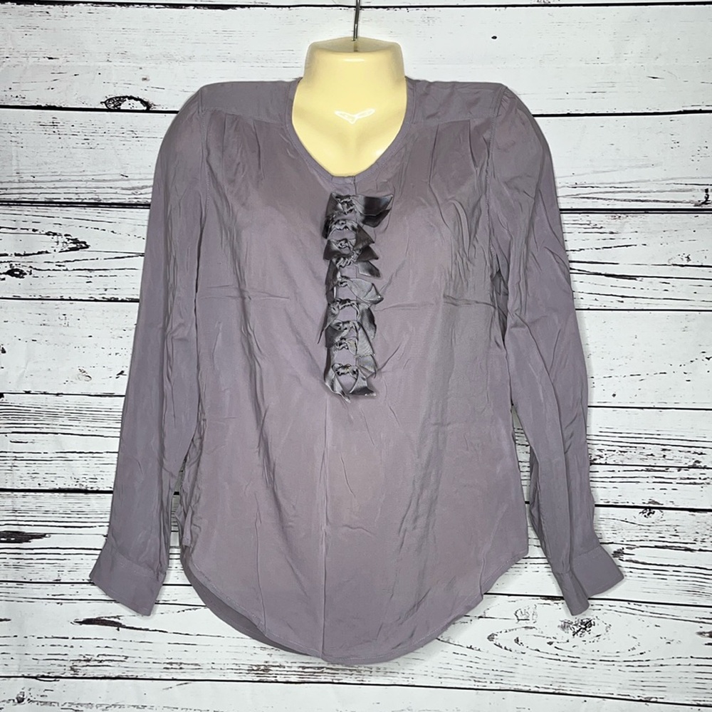 Gap NWT Size S Purple Bow Detail Long Sleeve Blouse Top